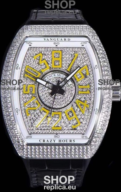 Franck Muller Vanguard Crazy Hours Edition Swiss Replica Watch - Yellow Numerals