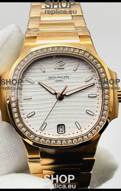Patek Philippe Nautilus 7118/1200R-001 35MM 1:1 Mirror Swiss Replica Watch in Yellow Gold