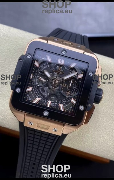Hublot Square Bang Unico Rose Gold Titanium Chronograph Watch 1:1 Mirror Replica