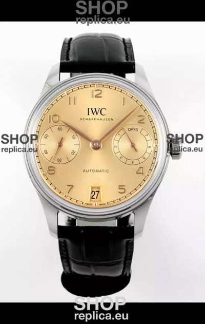 IWC Super Clone Portugieser Swiss 1:1 Mirror Replica Watch Champange Dial Steel Case Watch