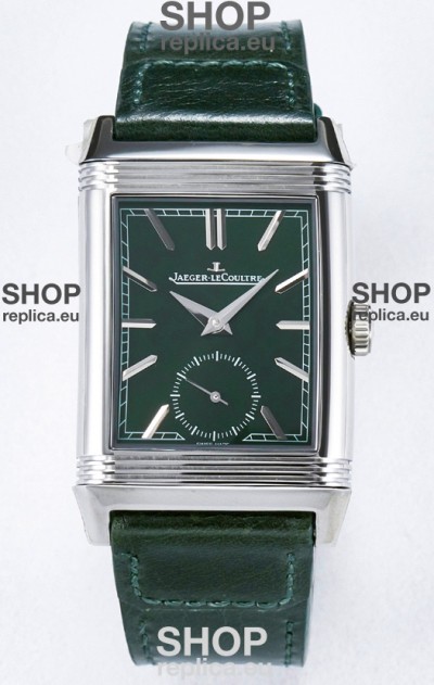Jaeger-LeCoultre Reverso Super Clone DuoFace Green/White Steel Replica Watch 