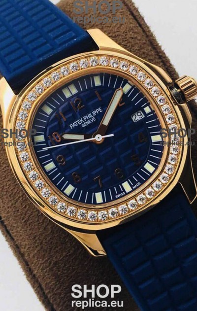 Patek Philippe Aquanaut 5067A Swiss Replica Watch in Yellow Gold Blue Dial - 35MM
