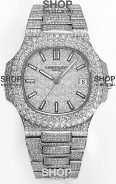 Patek Philippe Nautilus 5711/A Swiss Replica Watch 1:1 Mirror Replica in 904L Steel Diamonds Casing