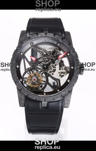Roger Dubuis Excalibur Spider Flying Tourbillon Skeleton Carbon Casing 42MM 1:1 Mirror Swiss Watch