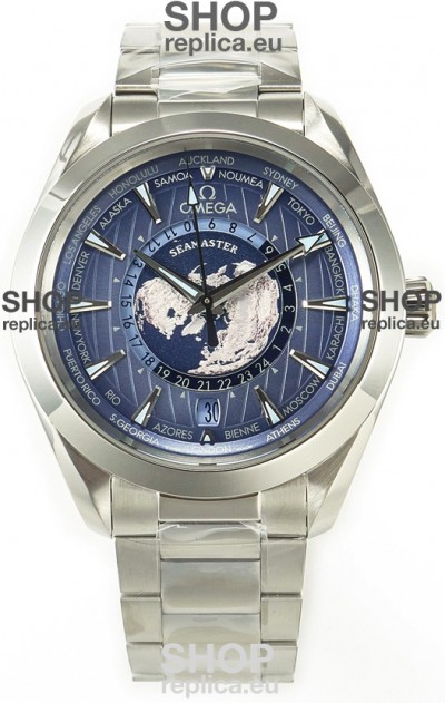 Omega Aqua Terra 150M Wolrd Timer 24 Summer Blue Dial 904L Steel 1:1 Mirror Replica 41MM 