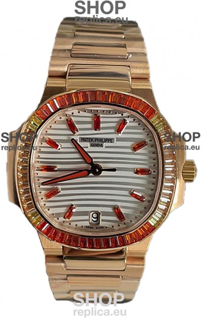 Patek Philippe Nautilus 7118R 35MM 1:1 Rose Gold Case White Dial 1:1 Mirror Replica Watch