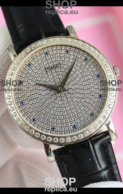 Piaget Altiplano G0A36128 Paved Diamonds Dial Swiss Quartz Replica Watch in Steel Case