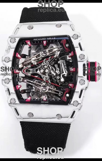 Richard Mille RM38-02 White Carbon Bubba Watson Black Nylon Tourbillon Movement 1:1 Mirror Replica