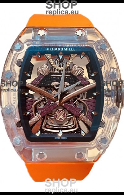 Richard Mille RM047 Samurai Genuine Tourbillon Watch in Orange Strao Sapphires Casing