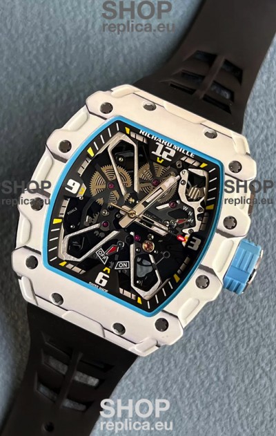 Richard Mille RM35-03 Rafael Nadal Edition White Carbon Fiber Casing 1:1 Mirror Replica Watch in Black Strap