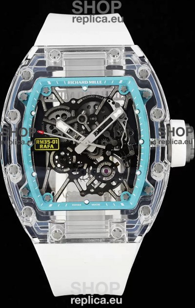 Richard Mille RM35-01 Rafael Nadal Transparent Sapphires Casing with Genuine Tourbillon Super Clone Watch