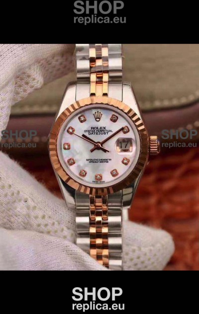 Rolex Datejust Ladies 28MM Cal.3135 Movement Swiss Replica in 904L Steel Rose Gold 2 Tone Case