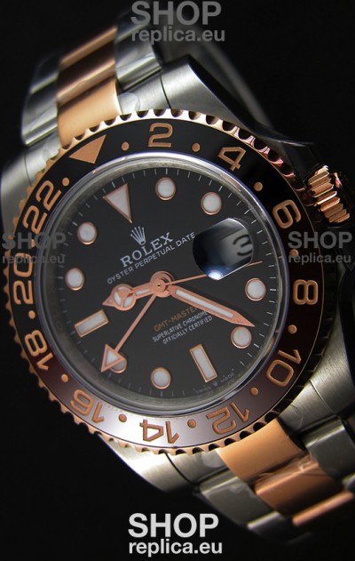 Rolex GMT Masters Japanese Replica Watch in Two Tone Rose Gold Casing