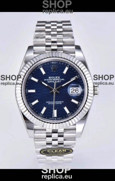 Rolex Datejust Cal.3235 Movement 1:1 Mirror Replica 904L Steel 41MM - Blue Fluted Motif Dial