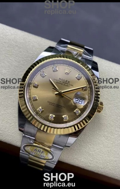 Rolex Datejust M126333 41MM ETA3235 72 Hours Power Gold Diamonds Dial 1:1 Mirror Replica Yellow Gold 904L Steel