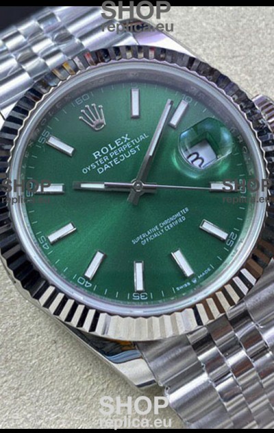 Rolex Datejust 41MM 126334 Swiss Replica in 904L Steel in Green Dial - 1:1 Mirror Replica