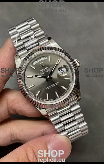 Rolex Day Date Presidential Stainless Steel Grey Dial Watch 40MM - 1:1 Mirror Quality