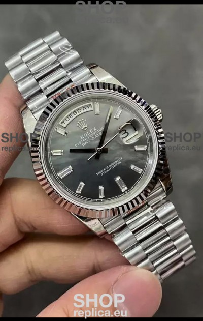Rolex Day Date Presidential Stainless Steel Grey Pearl Dial Watch 40MM - 1:1 Mirror Quality