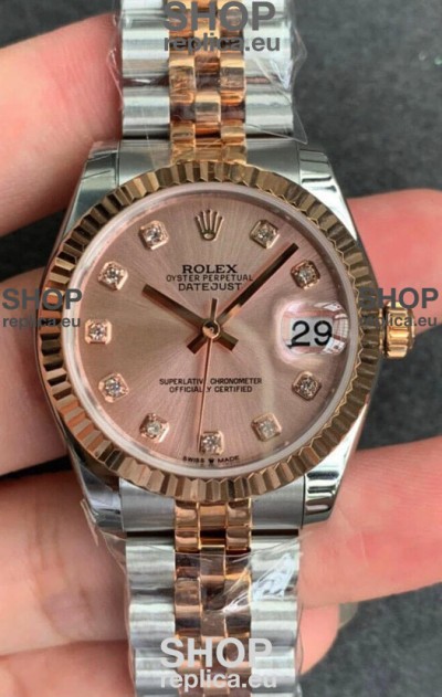 Rolex Datejust 31MM ETA-2671 Movement Swiss Replica in 904L Two Tone Rose Gold in Gold Dial