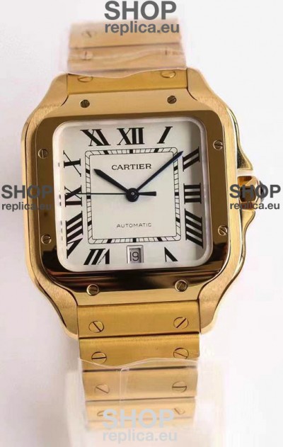 Cartier Santos De Cartier XL 1:1 Yellow Gold Casing Swiss Replica Watch 40MM