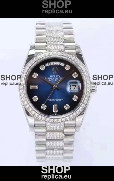 Rolex Day Date Presidential 904L Steel 36MM - Blue Dial 1:1 Mirror Quality Watch