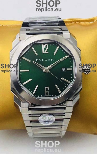 Bvlgari Octo Roma Edition 1:1 Mirror Replica in 904L Steel Casing - Green Dial 