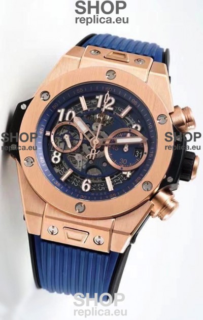 Hublot Big Bang Unico Rose Gold Blue 1:1 Mirror Edition Swiss Replica Watch