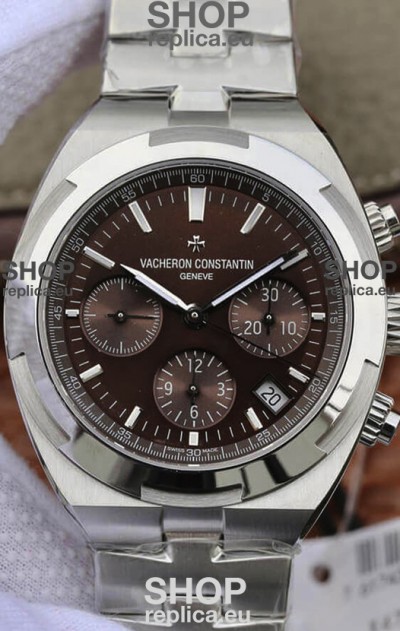 Vacheron Constantin Overseas Chronograph Brown Dial Swiss Replica Watch - Stainless Steel Strap