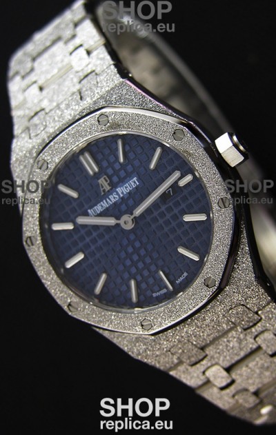 Audemars Piguet Royal Oak Frosted White Gold QUARTZ Watch Navy Blue 33MM - 1:1 Mirror Replica 