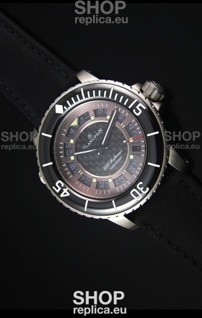 Blancpain 500 Fathoms Swiss Replica Watch in Grey Carbon Dial - 1:1 Mirror Edition