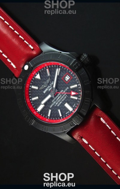 Breitling Chronometre GMT Carbon Dial Swiss Replica Watch in PVD Casing