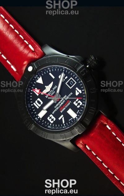 Breitling Chronometre GMT Black Dial Swiss Replica Watch in PVD Casing
