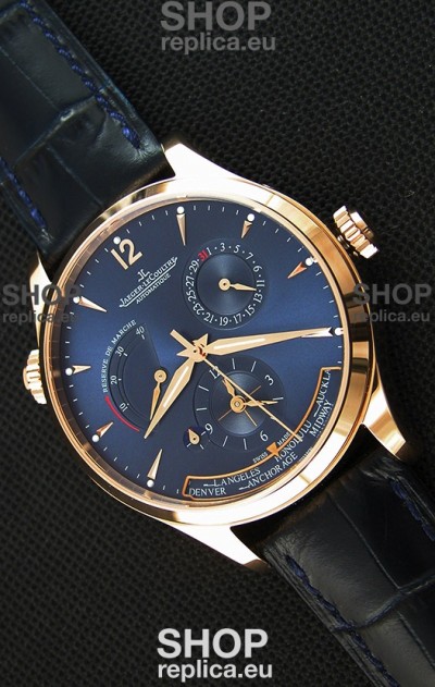 Jaeger LeCoultre Master Geographic Power Reserve Pink Gold Swiss Replica Watch 