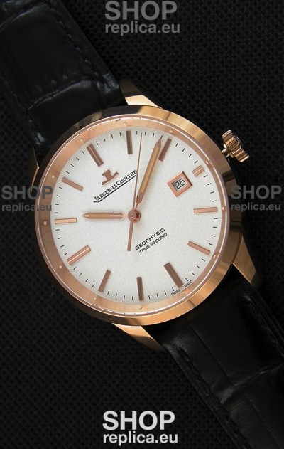 Jaeger LeCoultre Geophysic True Second Pink Gold Swiss Replica Watch White Dial 