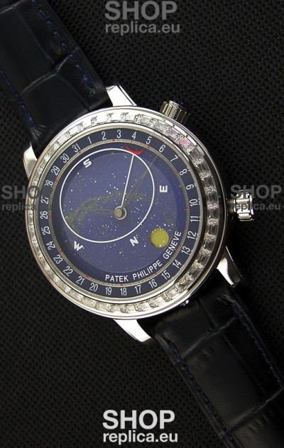 Patek Philippe Grand Complication 6102P Celestial Moon Age Blue Dial Swiss Replica Watch 