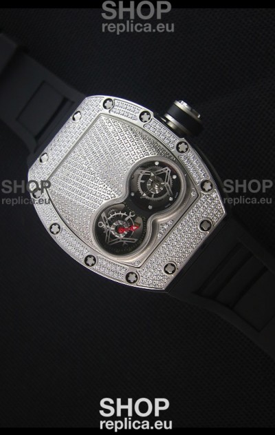 Richard Mille RM053 Tourbillon Pablo Mac Donough Swiss Replica Watch in Titanium Case Black Strap