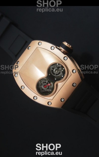 Richard Mille RM053 Tourbillon Pablo Mac Donough Pink Gold Case Black Strap Swiss Watch