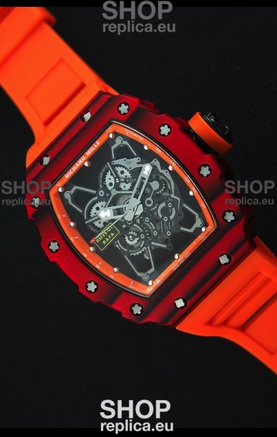 Richard Mille RM35-01 One Piece Red Forged Carbon Case Watch in Orange Strap