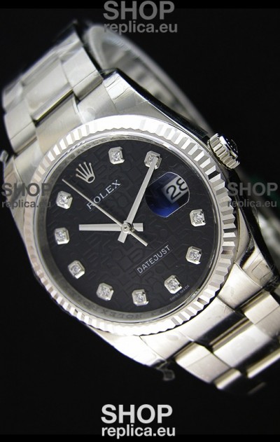 Rolex Datejust 36MM Cal.3135 Movement Swiss Replica Watch in Black Printed Dial