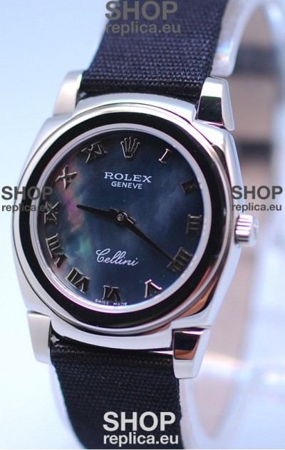 Rolex Cellini Cestello Ladies Swiss Watch in Black Pearl Face